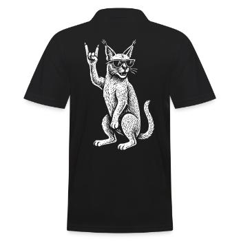 Metal Musik Rock Musik Lynx Funny Retro Rock Vibes - Männer Poloshirt - Schwarz - Hinten - Kai (181cm)
