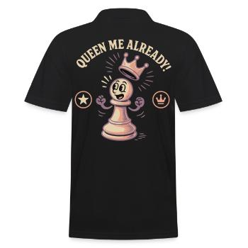 Queen Me Already Schachspieler Lustiges Schach - Männer Poloshirt - Schwarz - Hinten - Kai (181cm)