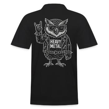 Heavy Metal Eule Rock Musik Lustig Retro - Männer Poloshirt - Schwarz - Hinten - Kai (181cm)