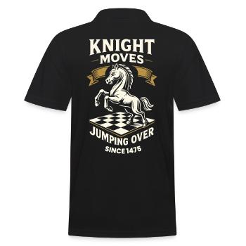 Ritter Bewegt Sich Und Springt Über Schachspieler - Männer Poloshirt - Schwarz - Hinten - Kai (181cm)