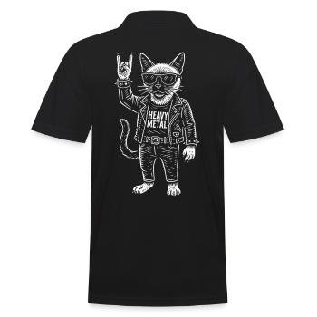 Heavy Metal Siamesische Katze Rockmusik Lustiger - Männer Poloshirt - Schwarz - Hinten - Kai (181cm)