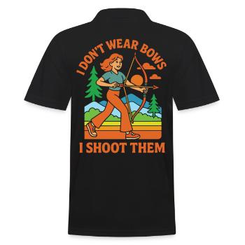 Bogenschießen Mädchen I Don't Wear Bows I Shoot - Männer Poloshirt - Schwarz - Hinten - Kai (181cm)