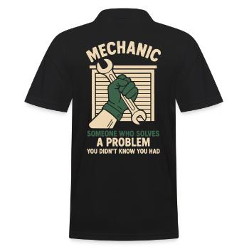 Mechanic Problem Solver Garage Funny Saying - Men's Polo Shirt - black - Back - Kai (181cm)