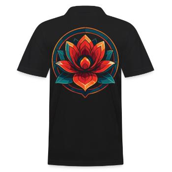 Lotusblume Achtsamkeit Affirmation - Männer Poloshirt - Schwarz - Hinten - Kai (181cm)