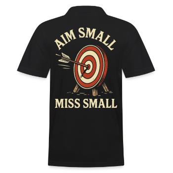 Aim Small Miss Small Bogenschießen Bogenschütze - Männer Poloshirt - Schwarz - Hinten - Kai (181cm)