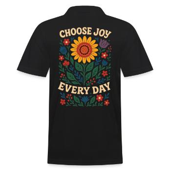 Choose Joy Every Day Mindfulness Affirmation - Men's Polo Shirt - black - Back - Kai (181cm)