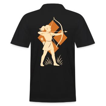Girls Archer Archery Bow Target - Men's Polo Shirt - black - Back - Kai (181cm)