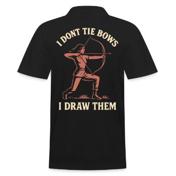 I Don't Tie Bows I Draw Them lustig Bogenschütze - Männer Poloshirt - Schwarz - Hinten - Kai (181cm)