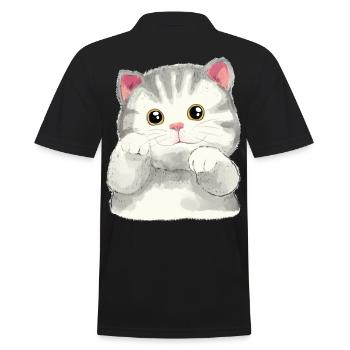 Chats Enfants Animaux Mignon Chat Bébé Miaoul - Polo Homme - noir - Dos - Kai (181cm)