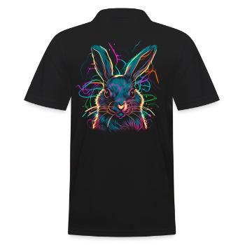 Cute Easter Bunny Watercolor - Men's Polo Shirt - black - Back - Kai (181cm)