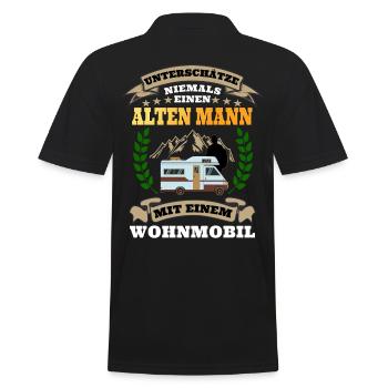 Never underestimate an old man with a camper - Men's Polo Shirt - black - Back - Kai (181cm)