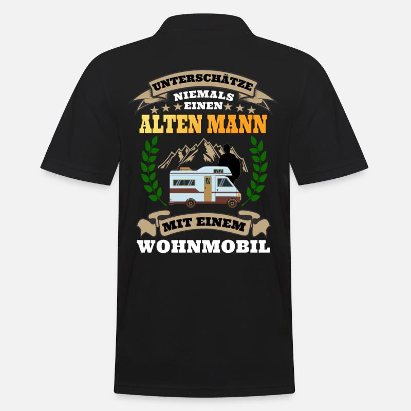 Unterschätze nie einen Alten Mann mit Wohnmobil - Männer Poloshirt - Schwarz