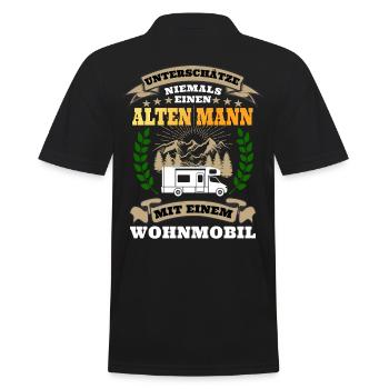 Never underestimate an old man with a camper - Men's Polo Shirt - black - Back - Kai (181cm)