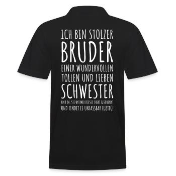 Stolzer Bruder Geschwister Geschenkidee Schwester - Männer Poloshirt - Schwarz - Hinten - Kai (181cm)