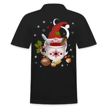 Gnome Dwarf Christmas Fruit Tea Elves Nut - Men's Polo Shirt - black - Back - Kai (181cm)