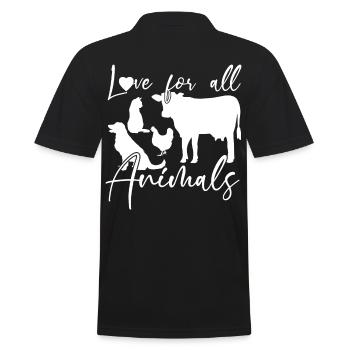 Liebe für alle Tiere - Männer Poloshirt - Schwarz - Hinten - Kai (181cm)