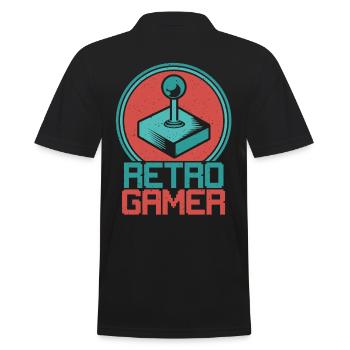 Retro Gamer Joystick - Männer Poloshirt - Schwarz - Hinten - Kai (181cm)