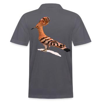 Hoopoe Bird Illustration - Men's Polo Shirt - charcoal grey - Back - Nico (186cm)