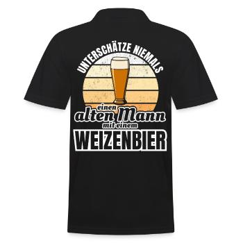 Weizenbier alter Mann Grossvater Vater Geschenk - Männer Poloshirt - Schwarz - Hinten - Kai (181cm)