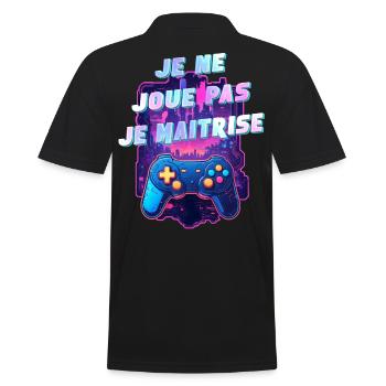 Gamer humour passionné de jeux vidéo geek gaming - Polo Homme - noir - Dos - Kai (181cm)