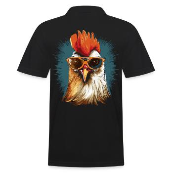 Hahn Sonnenbrille - Männer Poloshirt - Schwarz - Hinten - Kai (181cm)