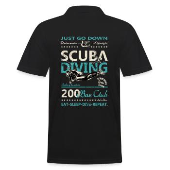 Diving vintage retro shark 200 bar club - Men's Polo Shirt - black - Back - Kai (181cm)