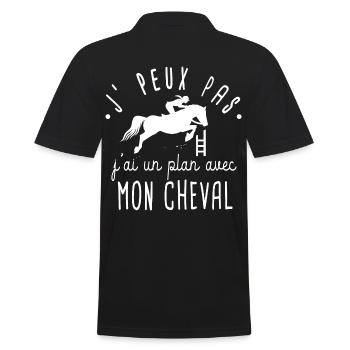 J' peux pas j' ai cheval humour équitation chevaux - Polo Homme - noir - Dos - Kai (181cm)