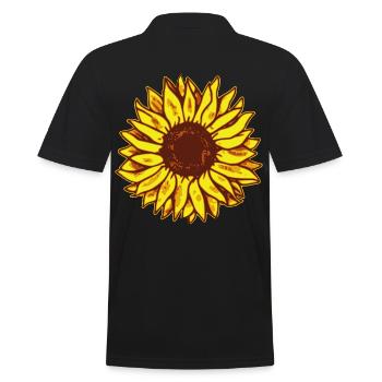 Sunflower Drawing Illustration Motif - Men's Polo Shirt - black - Back - Kai (181cm)