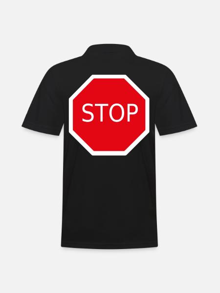 Stopschild Straßenschild stop - Männer Poloshirt - Schwarz
