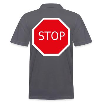Stopschild Straßenschild stop - Männer Poloshirt - Anthrazit - Hinten - Nico (186cm)