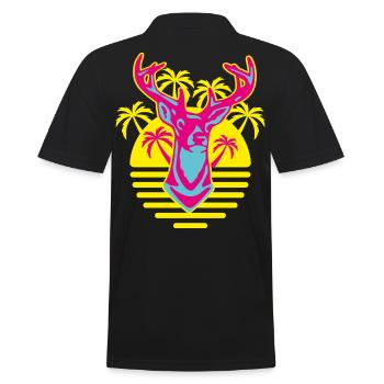 262 Cerf soleil palmiers - Polo Homme - noir - Dos - Kai (181cm)