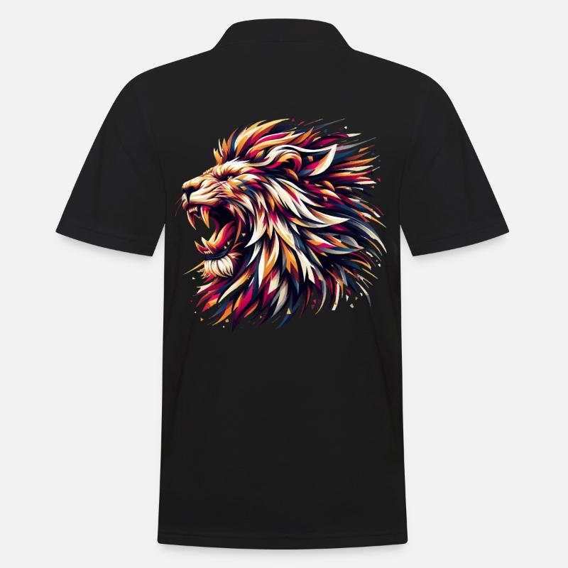 Lion Roars Geometric Gift - Men's Polo Shirt - black