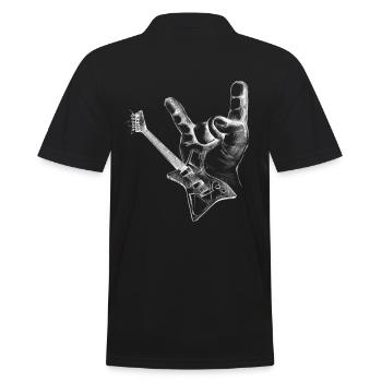 Rock Music Shirt - Rocker Hand, Guitar - Men's Polo Shirt - black - Back - Kai (181cm)