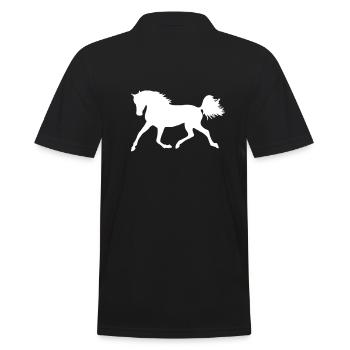 Pferd Silhouette weiß - Männer Poloshirt - Schwarz - Hinten - Kai (181cm)