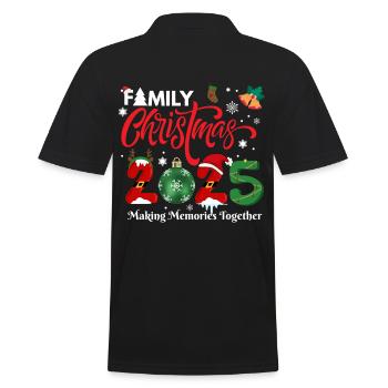FROHE WEIHNACHTEN, Familienweihnachten 2025 - Männer Poloshirt - Schwarz - Hinten - Kai (181cm)
