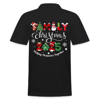 FROHE WEIHNACHTEN, Familienweihnachten 2025 - Männer Poloshirt - Schwarz - Hinten - Kai (181cm)
