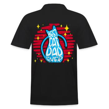Best Cat Dad Ever Kitty Cats Retro Gift - Men's Polo Shirt - black - Back - Kai (181cm)