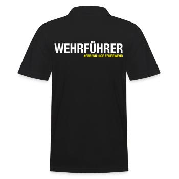 Wehrführer Freiwillige Feuerwehr - Männer Poloshirt - Schwarz - Hinten - Kai (181cm)