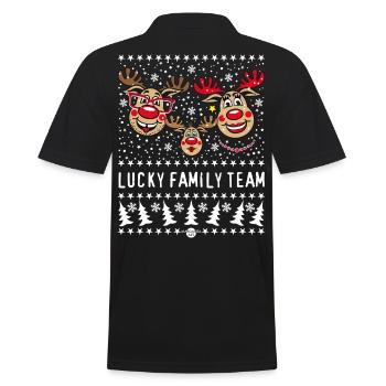 93 LUCKY FAMILY TEAM Papa Mama 1 Kind Winter - Männer Poloshirt - Schwarz - Hinten - Kai (181cm)