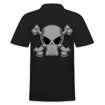 Cooler Totenkopf im Piratenflaggen Stil Shirt - Männer Poloshirt - Schwarz - Hinten - Kai (181cm)