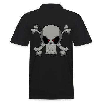 Cooler Totenkopf im Piratenflaggen Stil Shirt - Männer Poloshirt - Schwarz - Hinten - Kai (181cm)