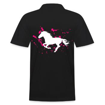 Pferde Reiten Pferdemotiv galoppierendes Pferd - Männer Poloshirt - Schwarz - Hinten - Kai (181cm)