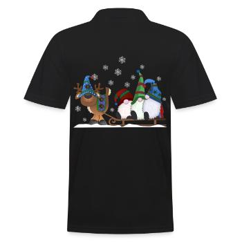 Christmas gnomes with reindeer sleigh - Men's Polo Shirt - black - Back - Kai (181cm)