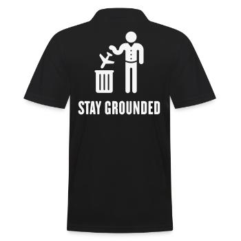 Stay Grounded – Flüge / Flugreisen Vermeiden! (W) - Männer Poloshirt - Schwarz - Hinten - Kai (181cm)