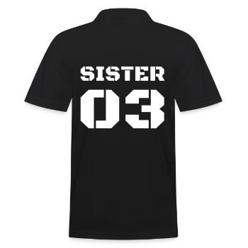 T-Shirt Design Gift Sister 03 - Men's Polo Shirt - black - Back - Kai (181cm)
