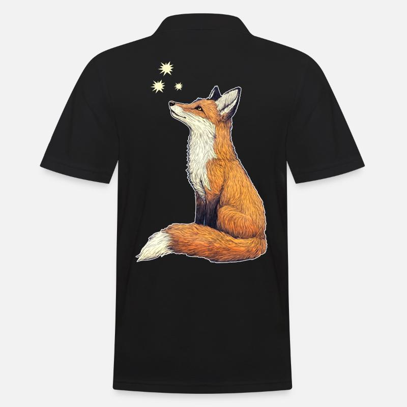 Fuchs mit Sternen - Männer Poloshirt - Schwarz