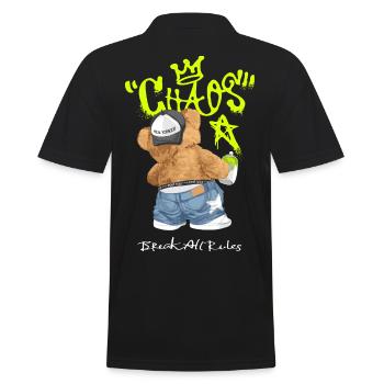 Chaos Bär Graffiti Break All Rules - Männer Poloshirt - Schwarz - Hinten - Kai (181cm)