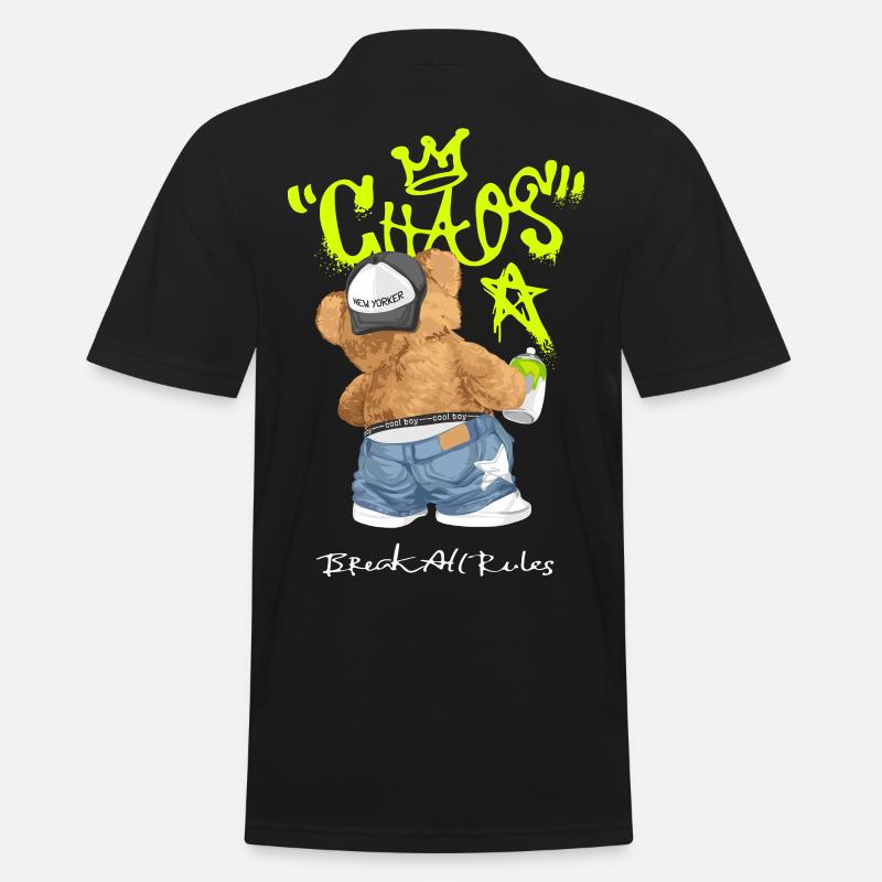 Chaos Bär Graffiti Break All Rules - Männer Poloshirt - Schwarz