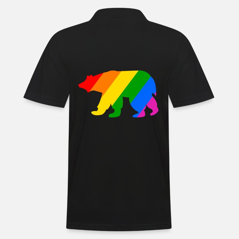 Regenbogen Eisbär - Männer Poloshirt - Schwarz
