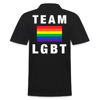 Team LGBT Rainbow Colors Pride LGBTQ Football - Men's Polo Shirt - black - Back - Kai (181cm)